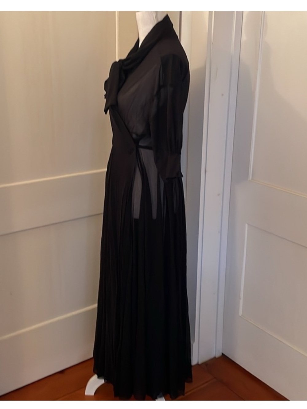 NORMA KAMALI • Sheer Black Bow Midi Dress - Absolutely Stunning - Picture 6 of 13